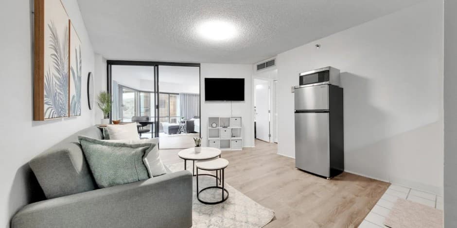 Living room at Bishop Suites Downtown Honolulu