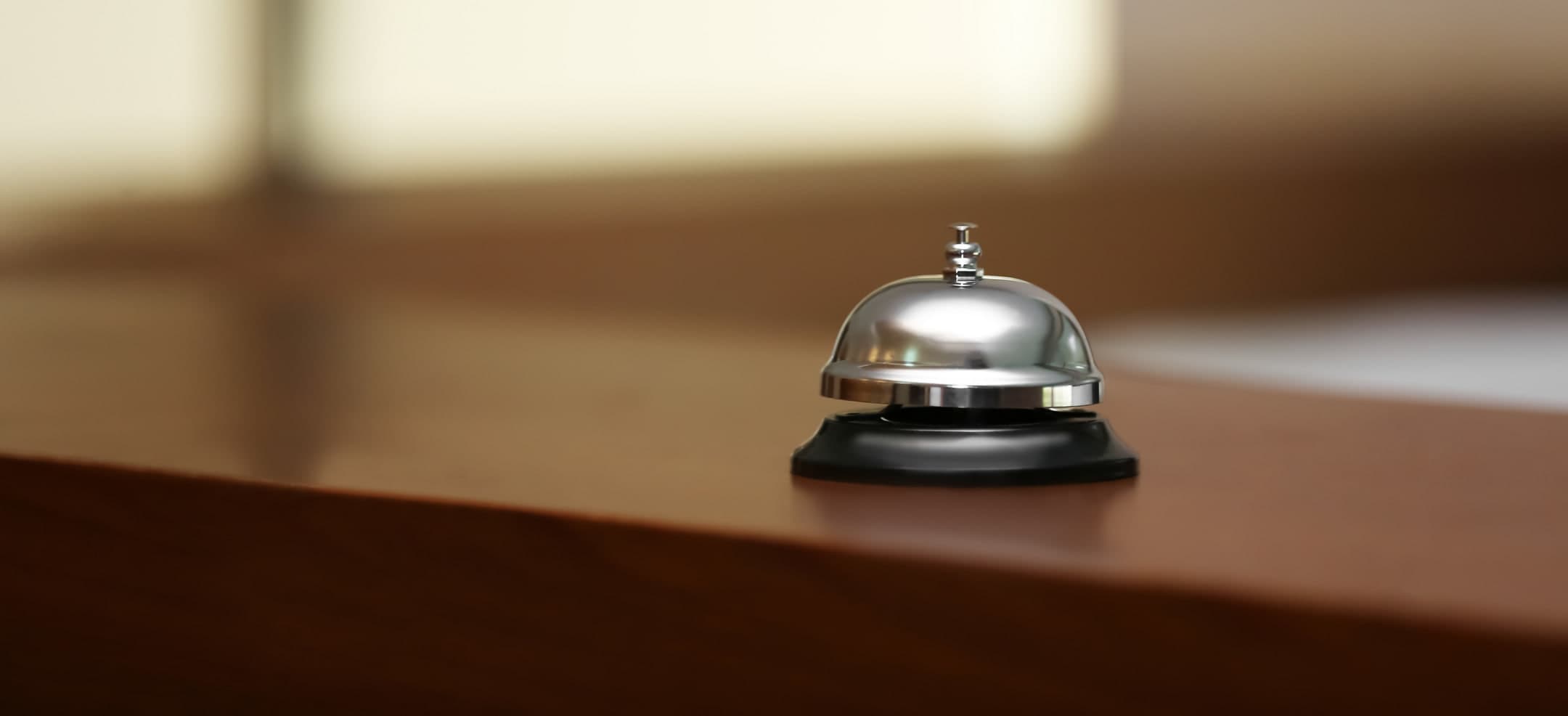 Service bell on a hotel reception desk