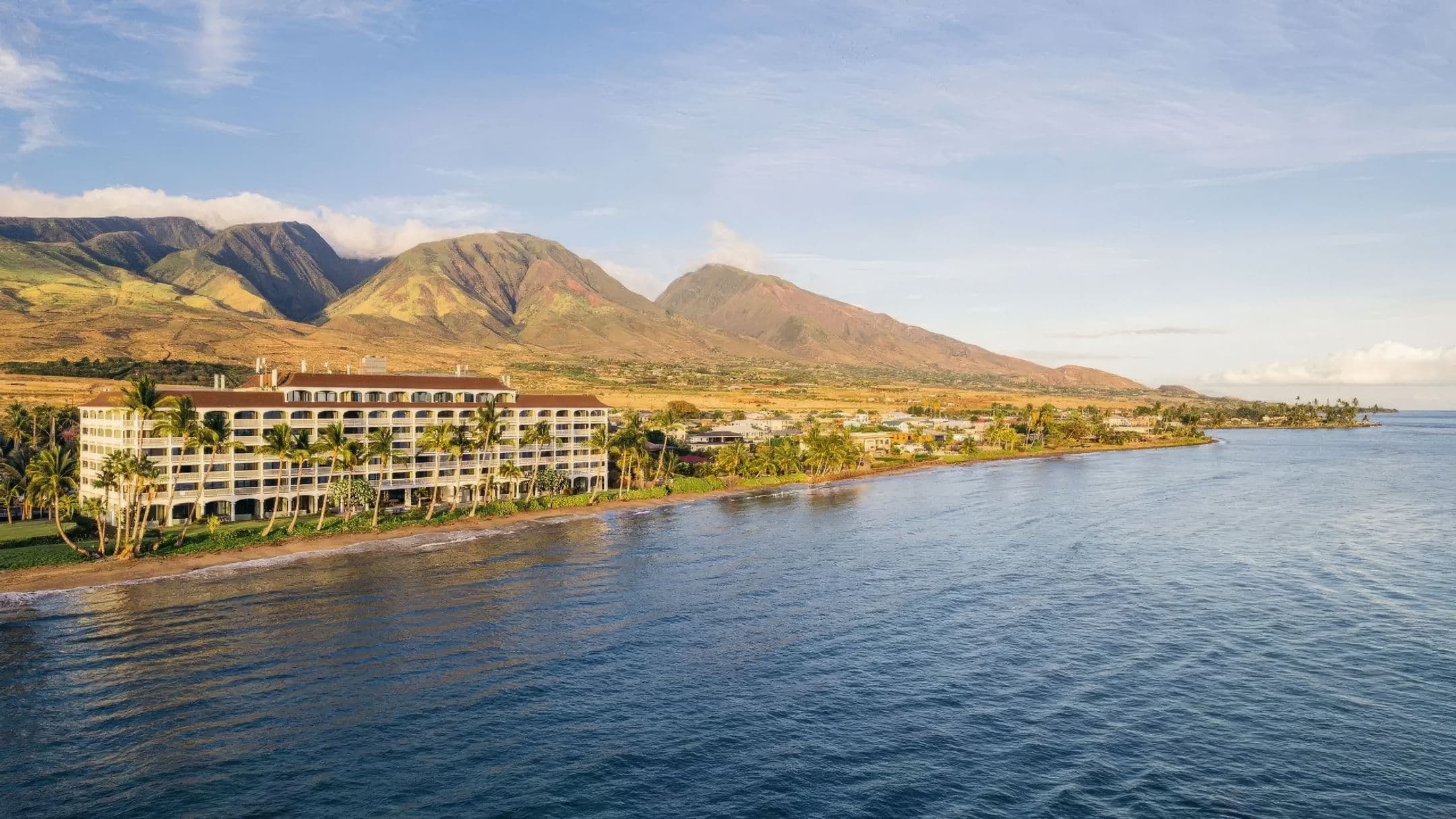 Oceanfront Lāhainā Shores Beach Resort in historic Lāhainā Town with views of the West Maui Mountains