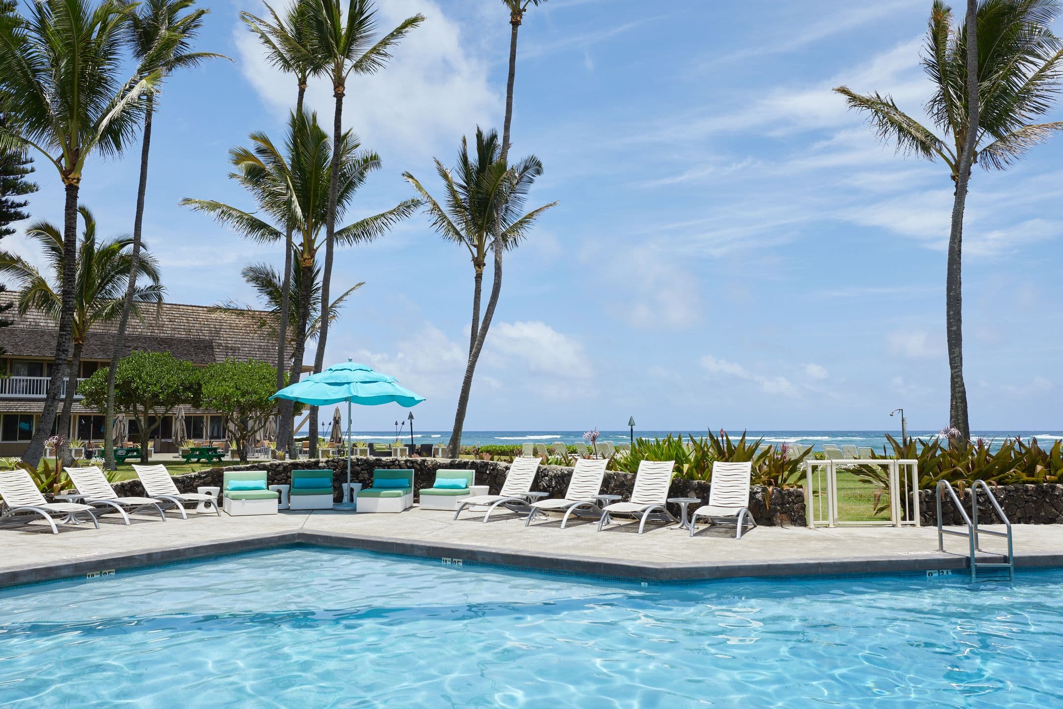 Oceanfront view of The ISO Hotel on Kauaʻi's Royal Coconut Coast