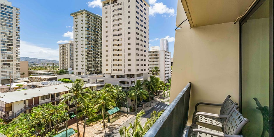 Another lanai view at One Bedroom City Mountain View at Bamboo Waikiki Hotel