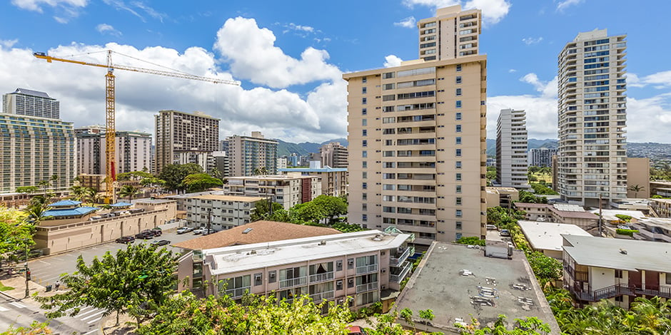 Another lanai view at One Bedroom City Mountain View at Bamboo Waikiki Hotel