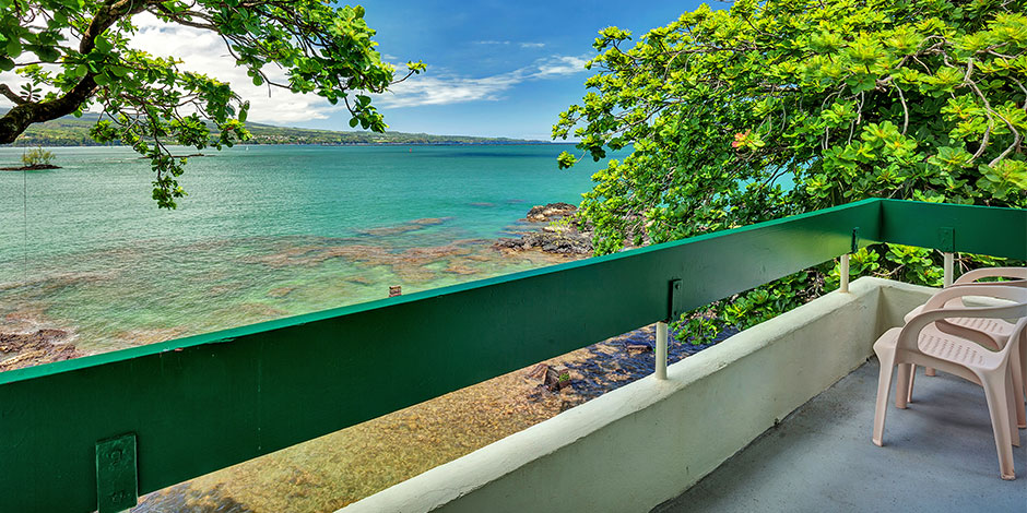 View from lanai at Pagoda Hilo Bay Hotel