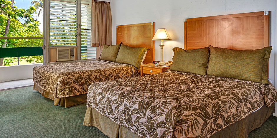 Interior of oceanfront room at Pagoda Hilo Bay Hotel