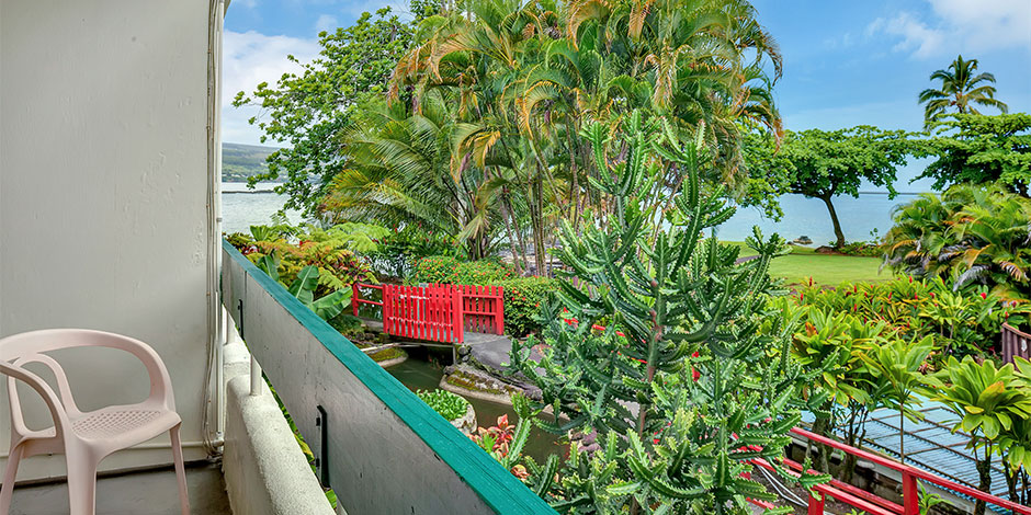 Lanai view of Hilo Bay at Pagoda Hilo Bay Hotel