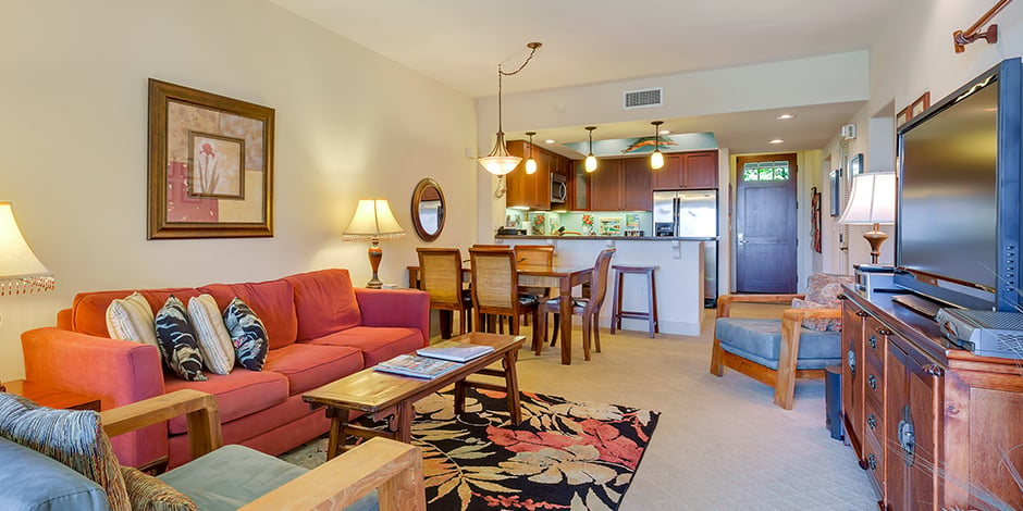 Interior livingroom at Halii Kai at Waikoloa