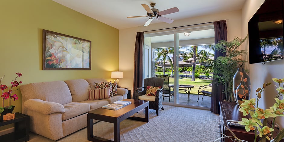 Interior livingroom at Halii Kai at Waikoloa