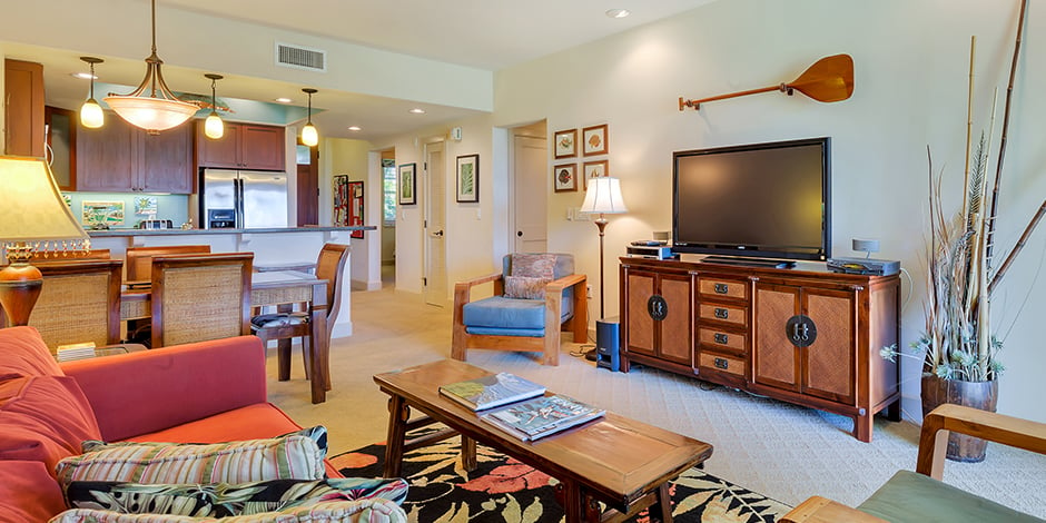 Interior livingroom at Halii Kai at Waikoloa