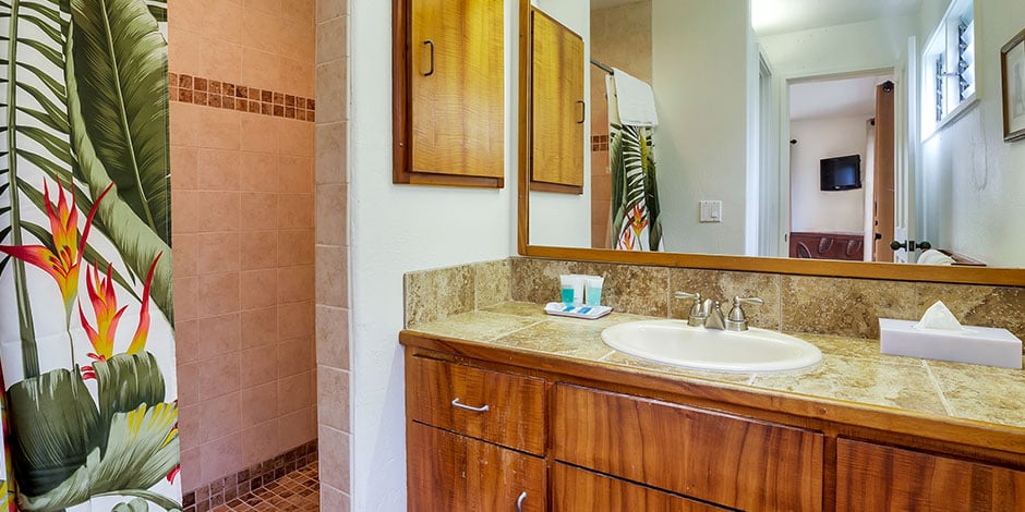 Bathroom in one bedroom of Kanaloa at Kona