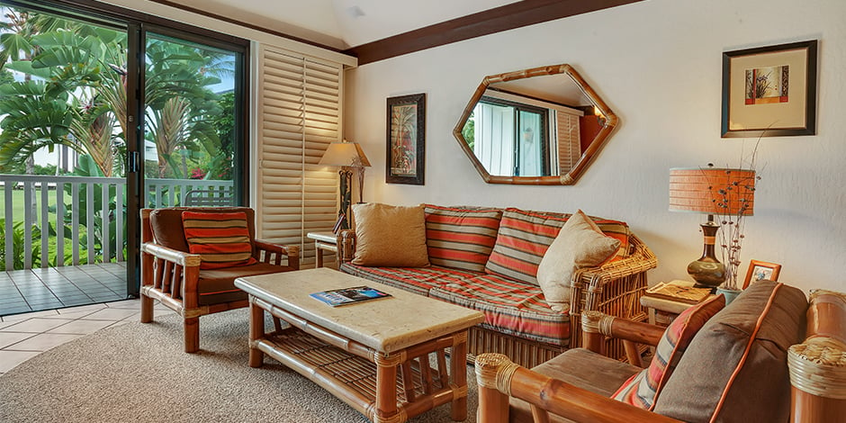 View out lanai from livingroom at Kiahuna Plantation