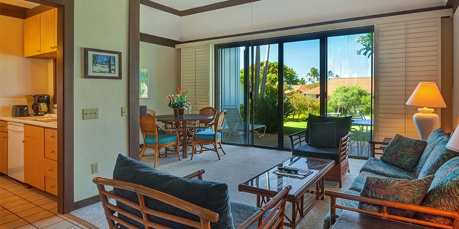 Looking towards lanai from livingroom at Kiahuna Plantation