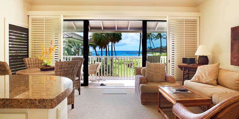 View of ocean from livingroom at Kiahuna Plantation