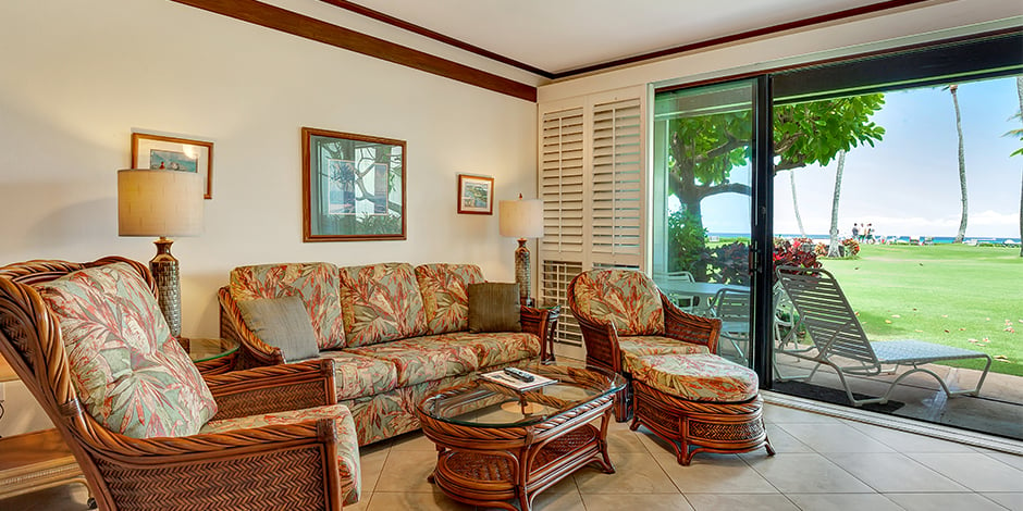 View out lanai from livingroom at Kiahuna Plantation