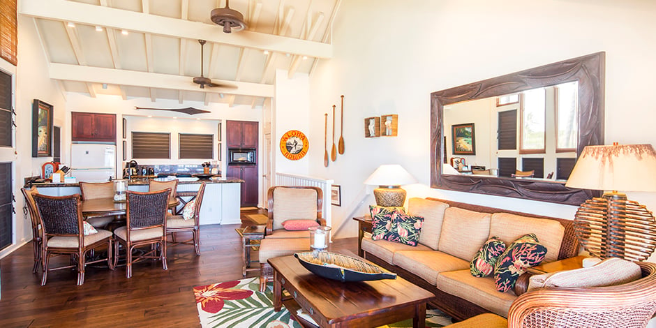 Hardwood floors in livingroom at Kiahuna Plantation