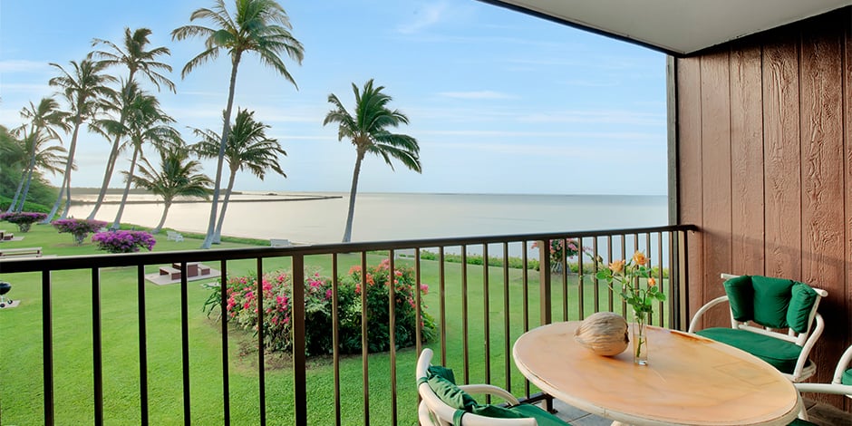 Ocean view from a 1-Bedroom Oceanfront lanai at Molokai Shores