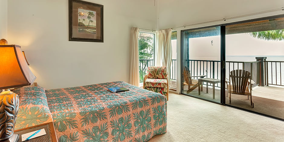 One of the bedrooms in a 2-Bedroom Ocean View at Molokai Shores