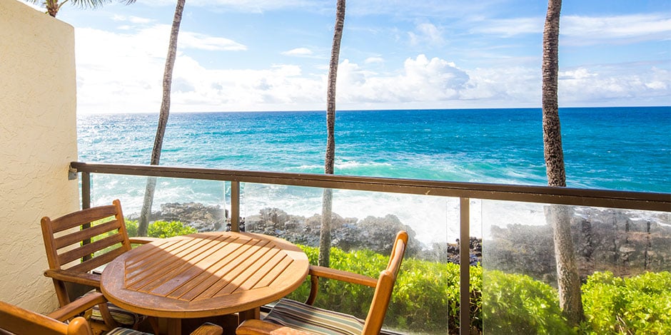 View from lanai at Poipu Shores Resort