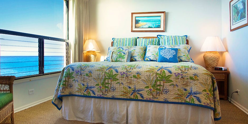 Master bedroom at Poipu Shores Resort