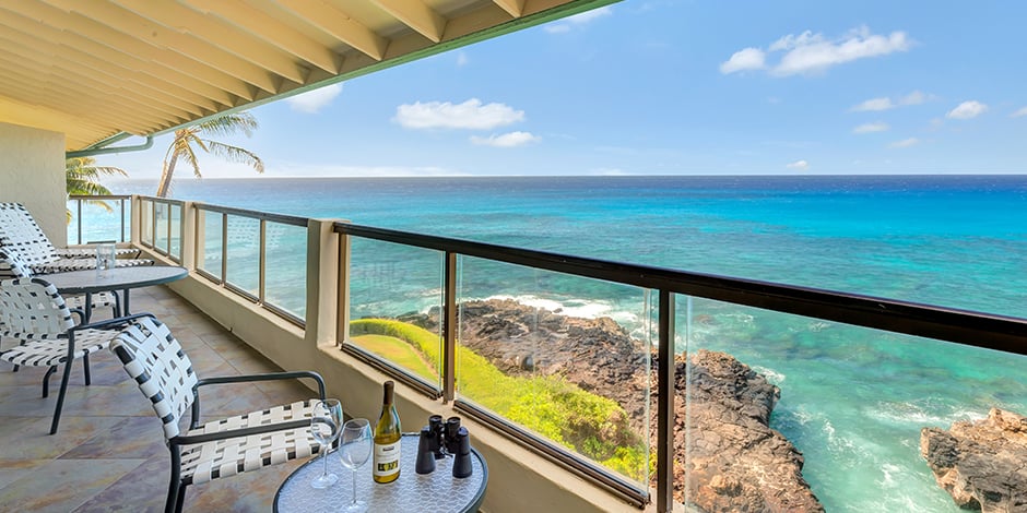 View from lanai at Poipu Shores Resort