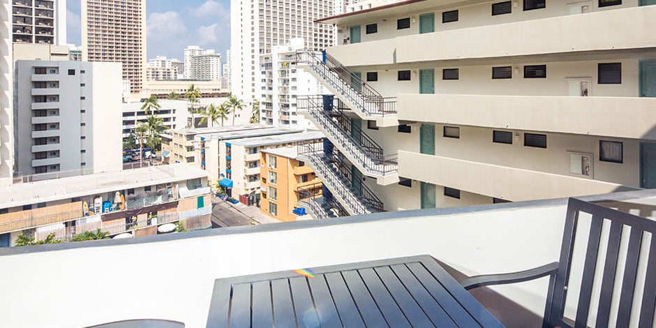 View from lanai at Waikiki Grand 