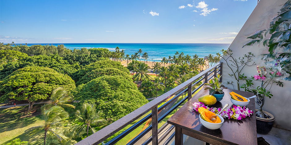 Ocean view from lanai at Waikiki Grand