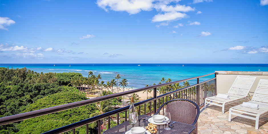 View from lanai at Waikiki Grand