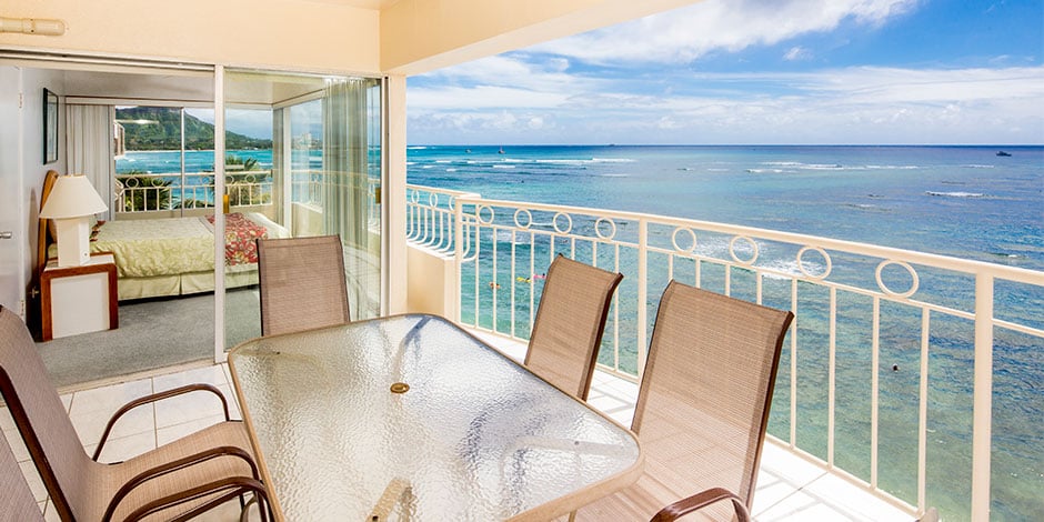 View from lanai at Castle Waikiki Shore