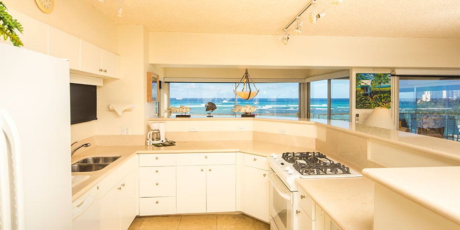 Kitchen at Castle Waikiki Shore